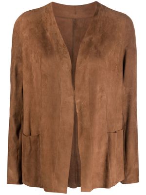Salvatore Santoro V-neck leather jacket - Brown