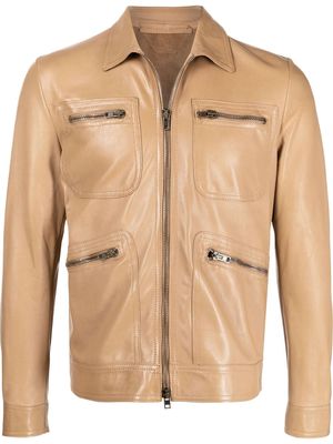 Salvatore Santoro zip-pocket leather jacket - Neutrals