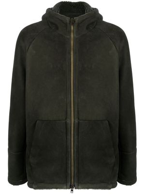 Salvatore Santoro zip-up leather-shearling coat - Green