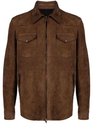 Salvatore Santoro zip-up suede shirt jacket - Brown