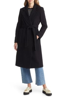 Sam Edelman Belted Wool Blend Coat in Black