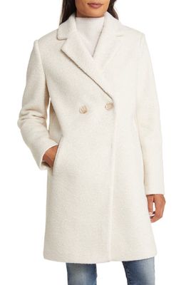 Sam Edelman Bouclé Tweed Double Breasted Coat in Ivory