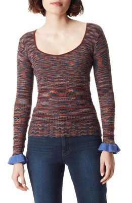 Sam Edelman Cathy Ruffle Cuff Scoop Neck Sweater in Strong Blue