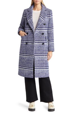 Sam Edelman Checkered Plaid Double Breasted Coat in Blue