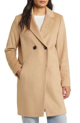 Sam Edelman Double Breasted Wool Blend Coat in Camel
