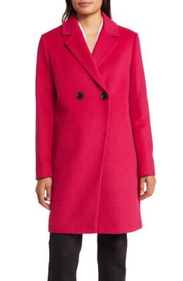 Sam Edelman Double Breasted Wool Blend Coat in Magenta