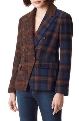 Sam Edelman Imogen Blocked Plaid Double Breasted Blazer in Patriot Blue - Palace Plaid