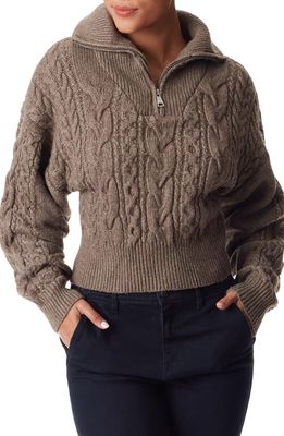 Sam Edelman Jordyn Cable Stitch Quarter Zip Sweater in Cinnamon Swirl