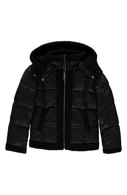 Sam Edelman Kids' Faux Shearling Trim Puffer Jacket in Black