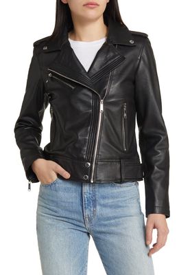 Sam Edelman Lambskin Leather Moto Jacket in Black