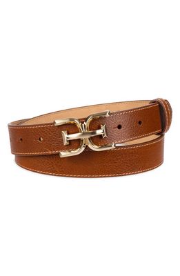 Sam Edelman Logo Buckle Leather Belt in Saddle
