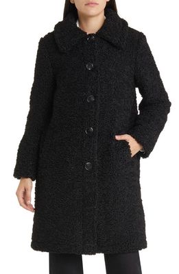 Sam Edelman Longline Teddy Fleece Coat in Black