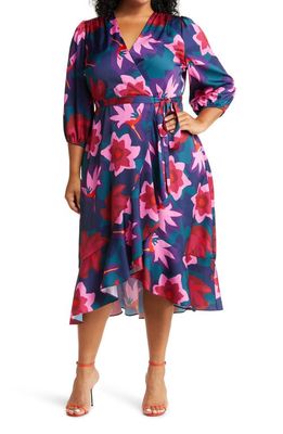Sam Edelman Matisse Floral High-Low Wrap Dress in Purple Multi