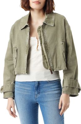 Sam Edelman Mesa Crop Stretch Cotton Moto Jacket in Kalamata