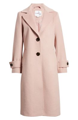 Sam Edelman Notch Collar Longline Wool Blend Coat in Ice Pink