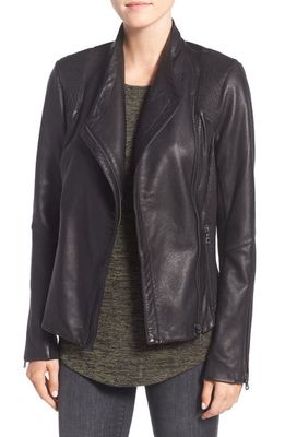 Sam Edelman Pintucked Leather Jacket in Black