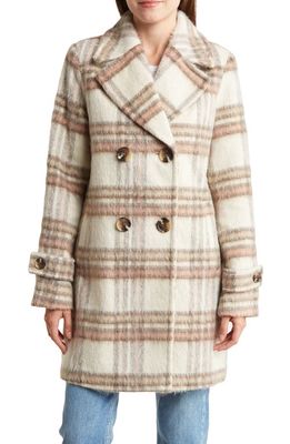 Sam Edelman Plaid Double Breasted A-Line Coat in Blurred Plaid