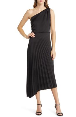 Sam Edelman Pleated One-Shoulder Maxi Dress in Black