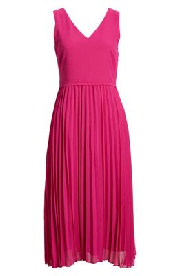 Sam Edelman Pleated Skirt Sleeveless Dress in Dark Pink