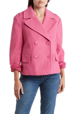 Sam Edelman Solid Felted Crop Peacoat in Pink