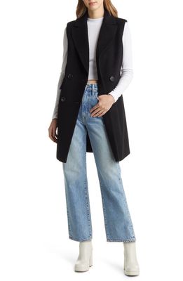 Sam Edelman Tailored Wool Blend Long Vest in Black