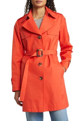 Sam Edelman Water Repellent Cotton Blend Trench Coat in Orange Poppy