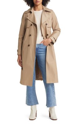 Sam Edelman Water Repellent Double Face Cotton Blend Trench Coat in Sand