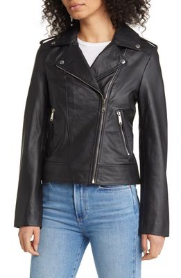 Sam Edelman Water Resistant Leather Moto Jacket in Black