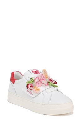 Sam Edelman Wendy Floral Embroidery Platform Sneaker in Bright White/Guava Pink