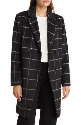 Sam Edelman Windowpane Plaid Coat in Black/White