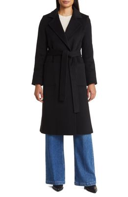 Sam Edelman Wool Blend Wrap Coat in Black