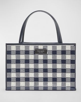 sam icon small sequin gingham embellished tote bag