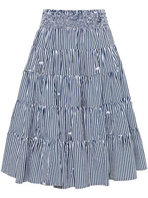 Samantha Sung Blake striped poplin skirt - Blue