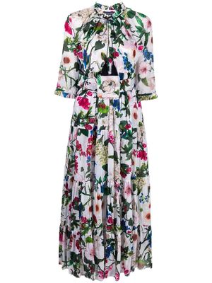 Samantha Sung floral print belted maxi dress - White