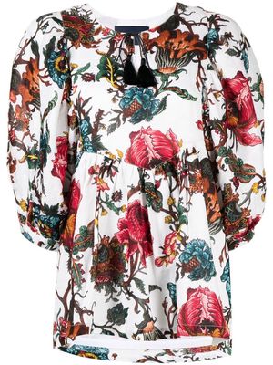 Samantha Sung floral-print gathered blouse - White