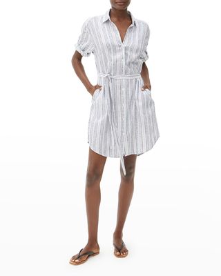 Sammie Striped Button-Front Belted Shirt Dress