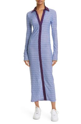 Sammy B Button Front Long Sleeve Stretch Knit Maxi Dress in Lt Purple