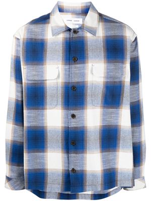 SAMSOE SAMSOE check-print cotton blend shirt - Blue