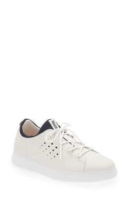 Samuel Hubbard Flight Sport Leather Sneaker in White Leather With Blue Lining