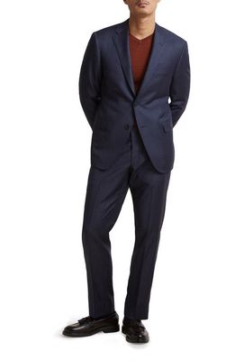 Samuelsohn Contemporary Fit Skarkskin Wool Suit in Blue