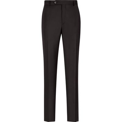 Samuelsohn Flat Front Super 130s Wool Pants in Black 