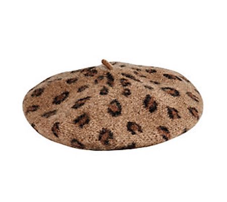 San Diego Hat Co. Leopard Print Wool Beret