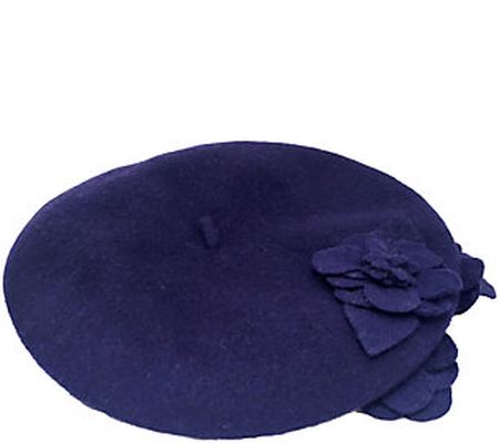 San Diego Hat Co. Wool Beret with Flowers