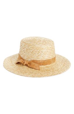 San Diego Hat Faux Leather Band Straw Gondolier Hat in Natural