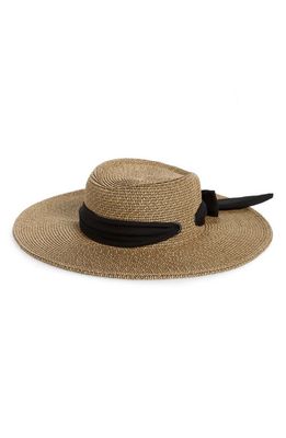 San Diego Hat Straw Gondolier Hat with Scarf Bow in Natural/Black