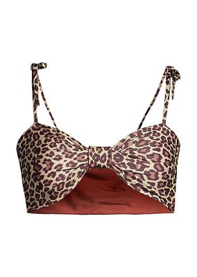 San Miguel Reversible Leopard-Print Bikini Top