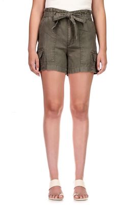Sanctuary All Day Tie Waist Cargo Shorts in Mossy Green