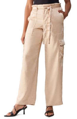 Sanctuary All Tied Up Belted Wide Leg Cargo Pants in Moonlight