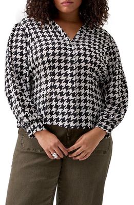 Sanctuary Be My Muse Houndstooth Button-Up Top in Pulse Houn