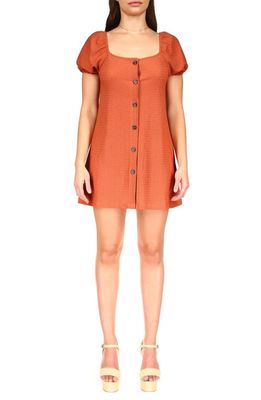 Sanctuary Button-Up Waffle Knit Minidress in Earth